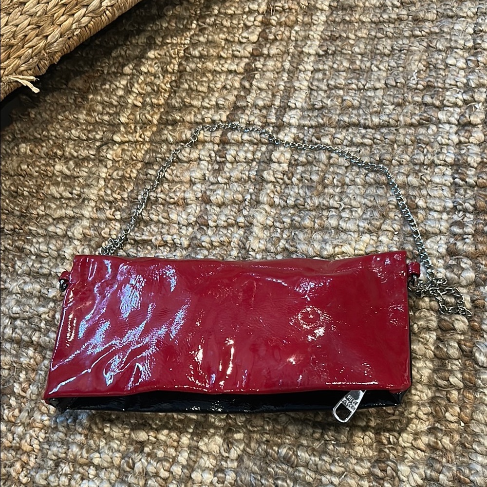 Steve Madden Women's Red & Black Clutch with Silver Chain